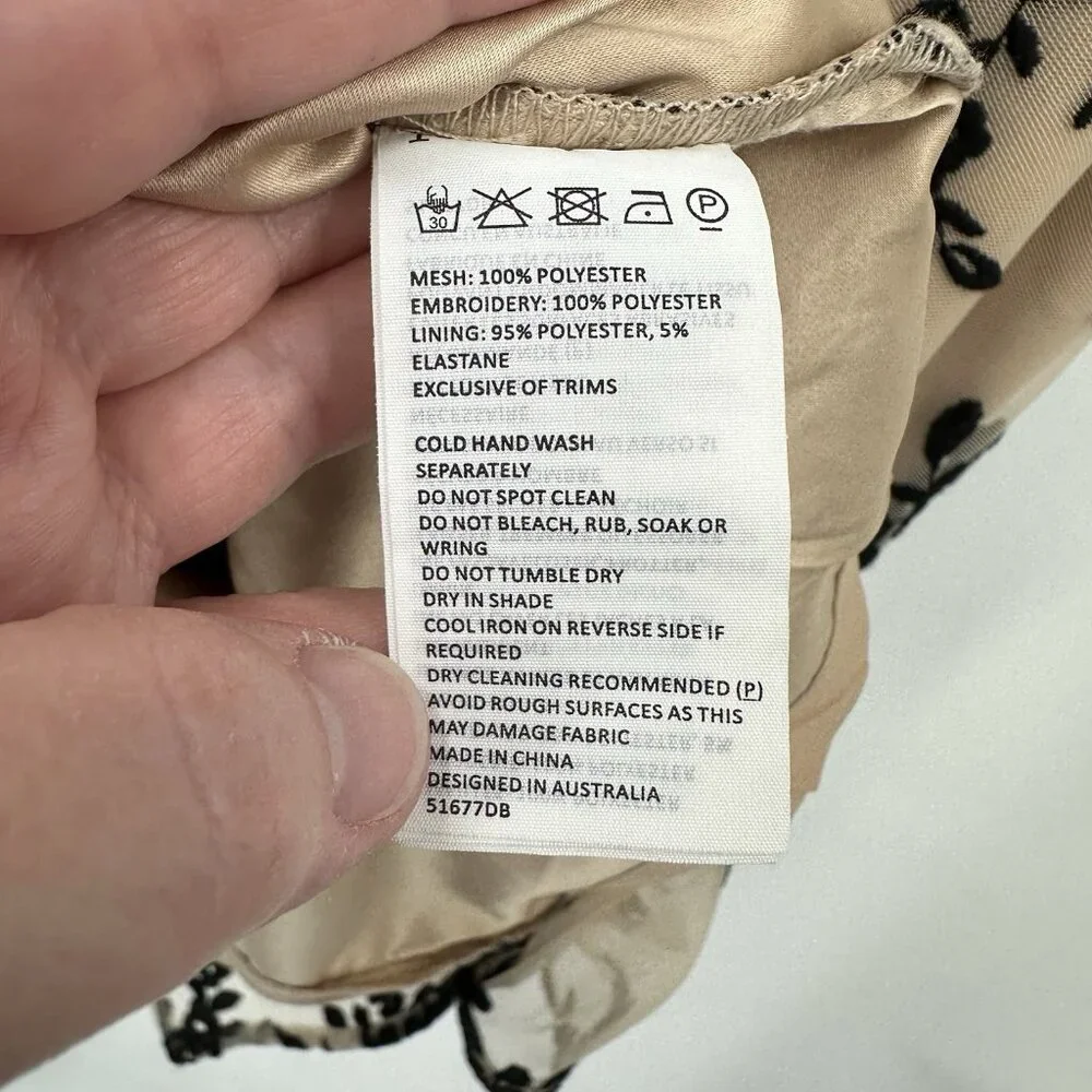 BARDOT dress sheer lace floral pencil wiggle party cocktail nude black SMALL - Picture 11 of 12